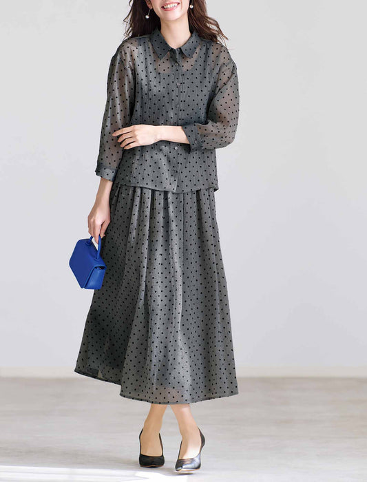 【受注】フロッキードット柄シアースカート