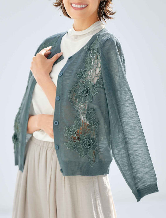 【受注】モチーフレースカーディガン