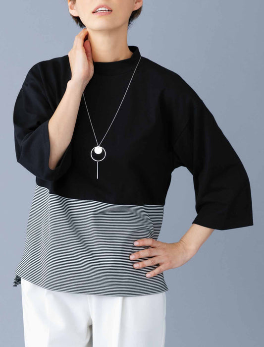 【受注】ボーダー切替えコットンプルオーバー