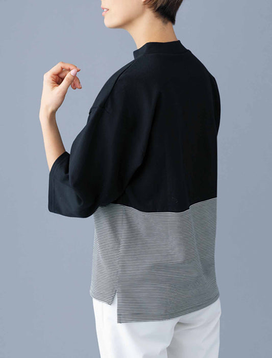 【受注】ボーダー切替えコットンプルオーバー