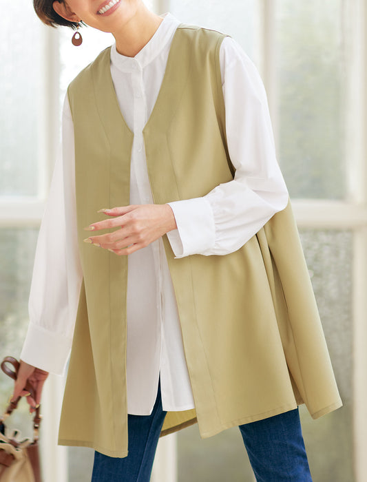 【受注】ジレ＆バンドカラーシャツチュニックセット