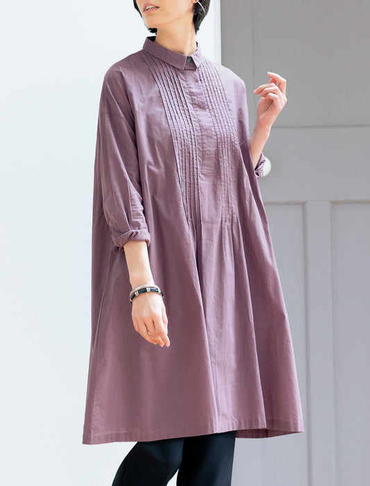 【受注】小さな襟が上品なシャツチュニックワンピース