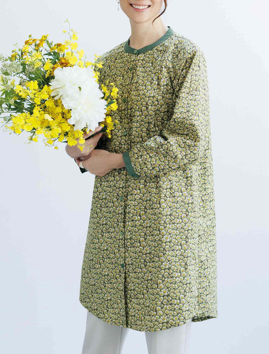 【受注】ポイント配色フラワープリントシャツチュニック