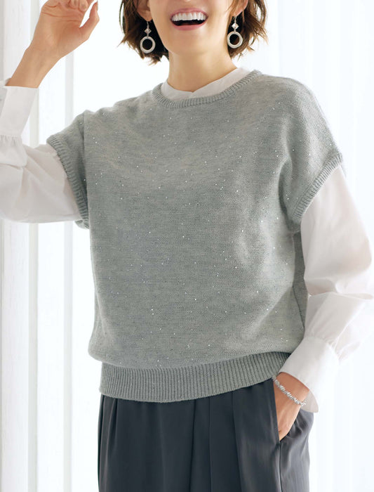 【受注】スパンコール使いニットベスト