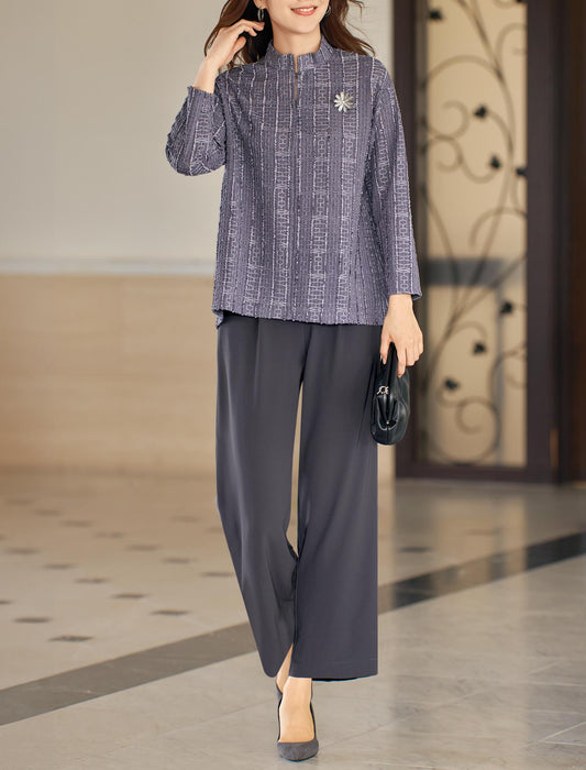 【受注】変わり織ブラウス＆パンツセット