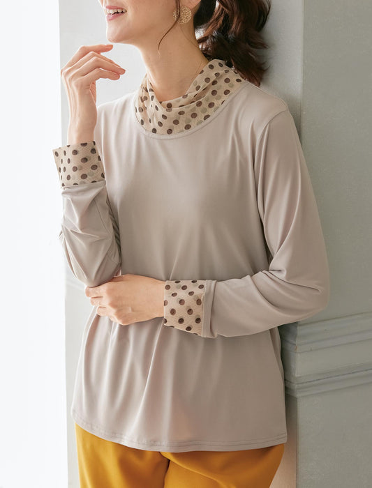 【受注】水玉メッシュ切替えプルオーバー(同サイズ2色組）