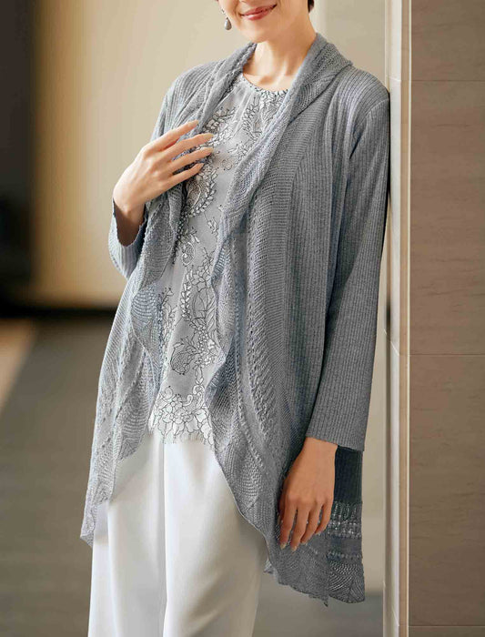 【受注】ラメ入りニットカーディガン＆総レースブラウス