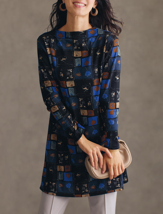 【受注】モダンブロックプリントチュニック