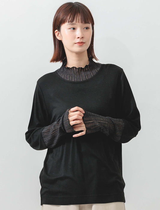 シアーリブ×ハイネック大人の抜け感トップス