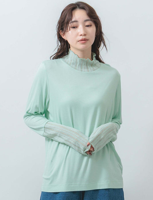 シアーリブ×ハイネック大人の抜け感トップス