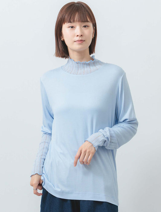 シアーリブ×ハイネック大人の抜け感トップス