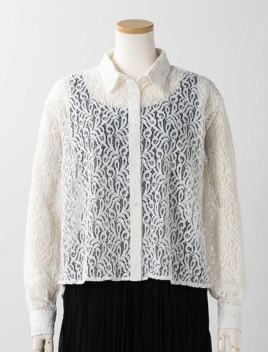 衿付レースブラウス