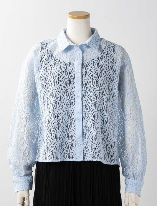 衿付レースブラウス