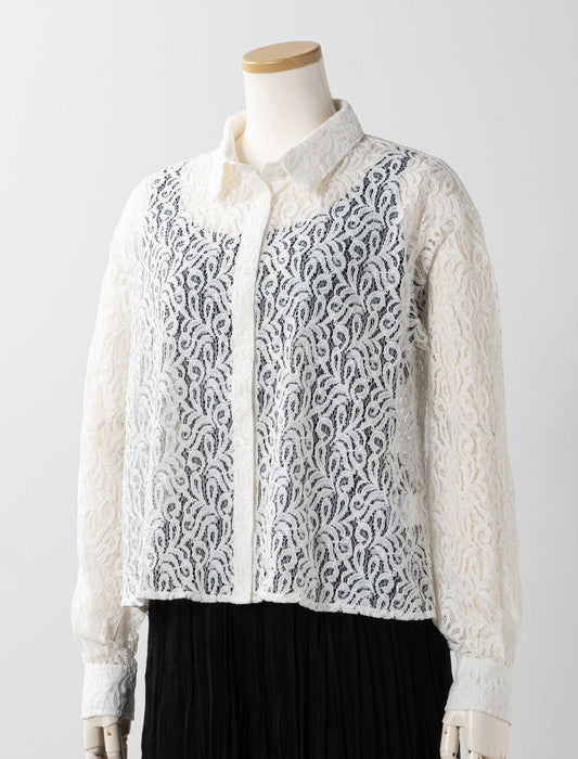 衿付レースブラウス