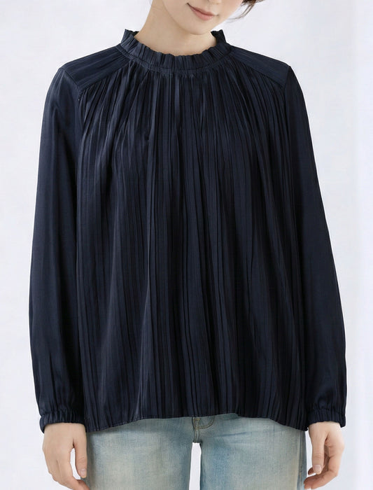 ドレープサテンプリーツブラウス
