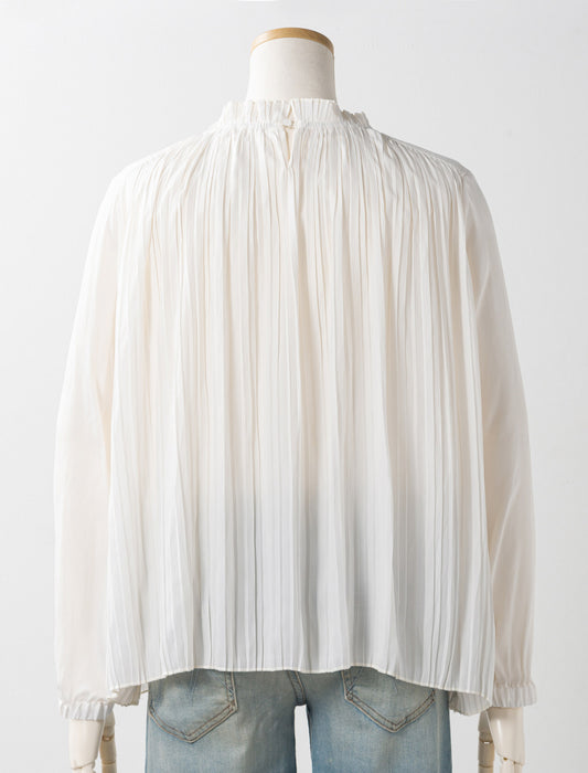 ドレープサテンプリーツブラウス