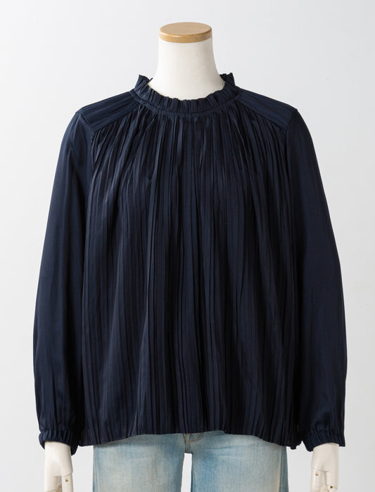 ドレープサテンプリーツブラウス