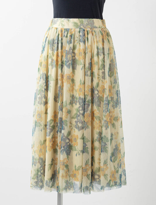 チュールプリントレイヤードスカート