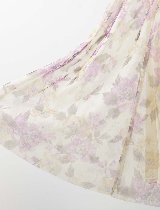 チュールプリントレイヤードスカート