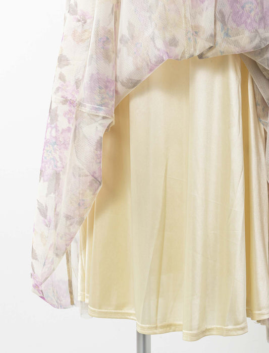 チュールプリントレイヤードスカート