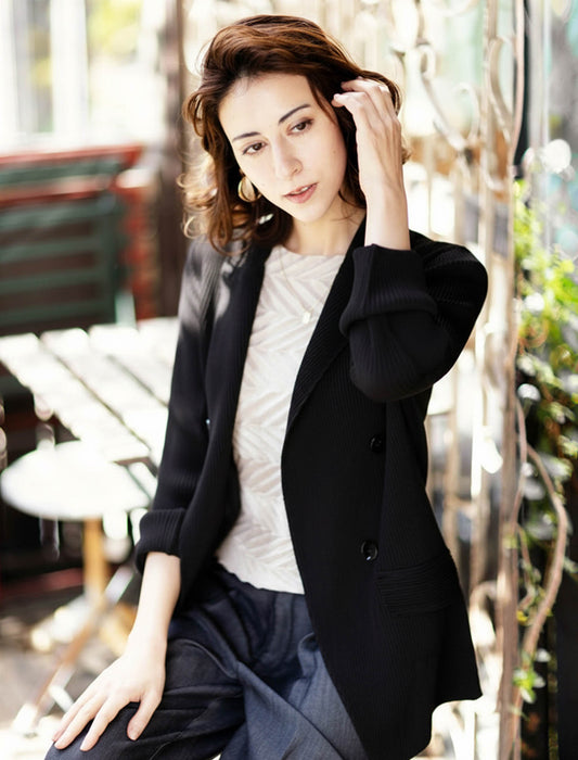 ＜SPECCHIO＞シャトルプリーツ ピークドラペル ダブルブレスト ジャケット