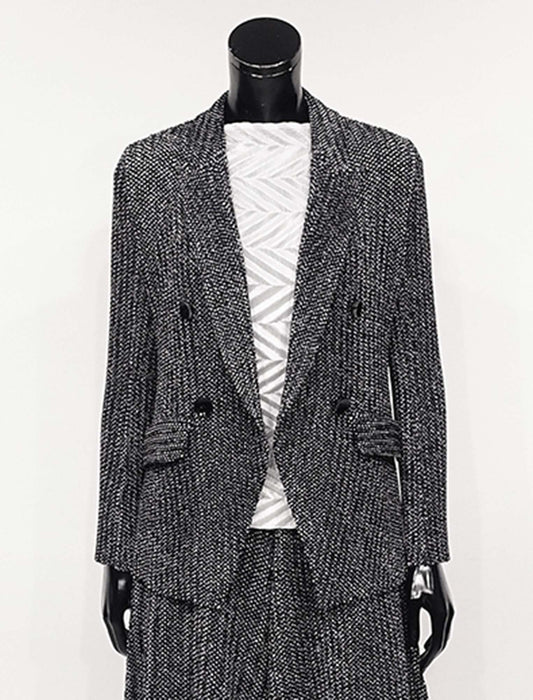 ＜SPECCHIO＞シャトルプリーツ ピークドラペル ダブルブレスト ジャケット