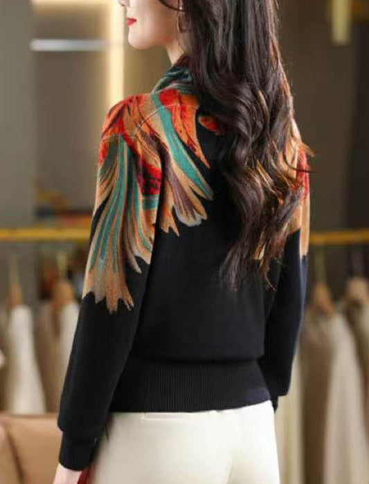 アーティスティック柄 カシュクールニット