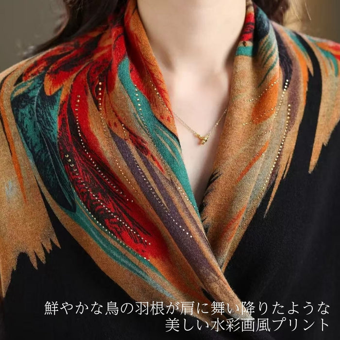 アーティスティック柄 カシュクールニット