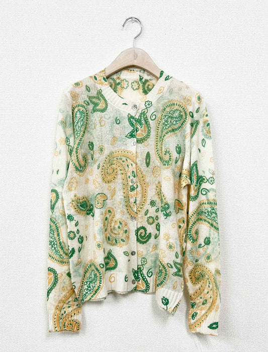 アートプリント・シアーニットカーディガン