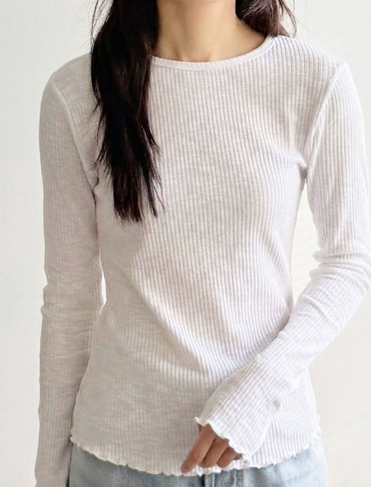 メロウヘム・細リブ長袖カットソー