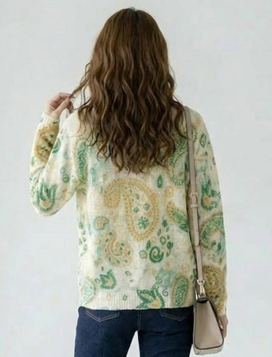 アートプリント・シアーニットカーディガン