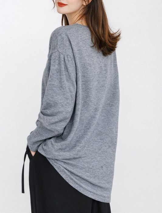 【体型カバー】袖リブボリュームスリーブ ニットチュニック