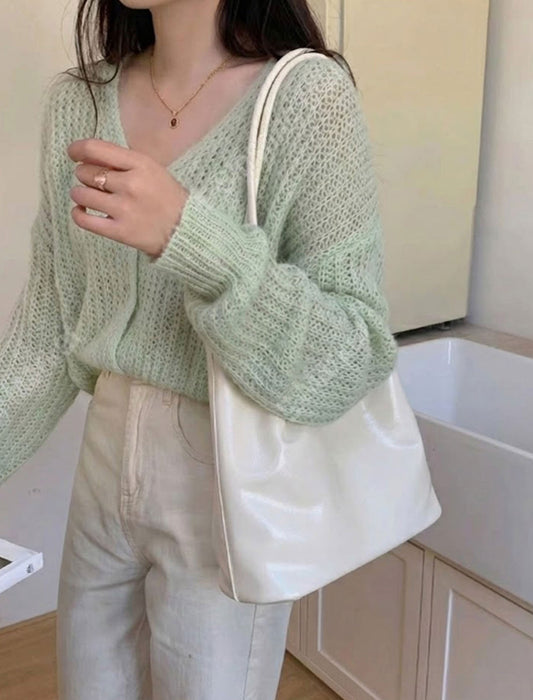 フェイクレザー ミニマル スクエア トートバッグ