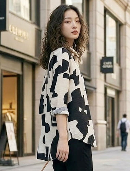 アーティフィシャル モノトーン 総柄 オーバーサイズシャツ
