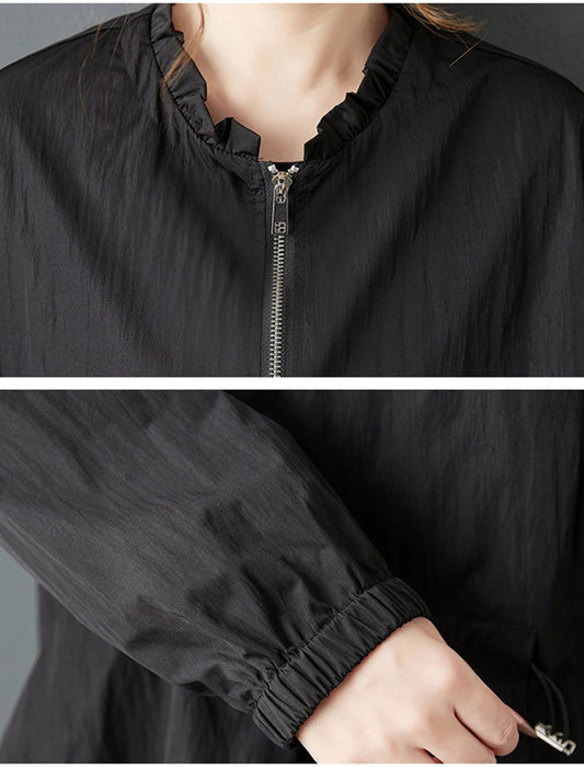 ウエストフリル ジップアップ ロングライトコート