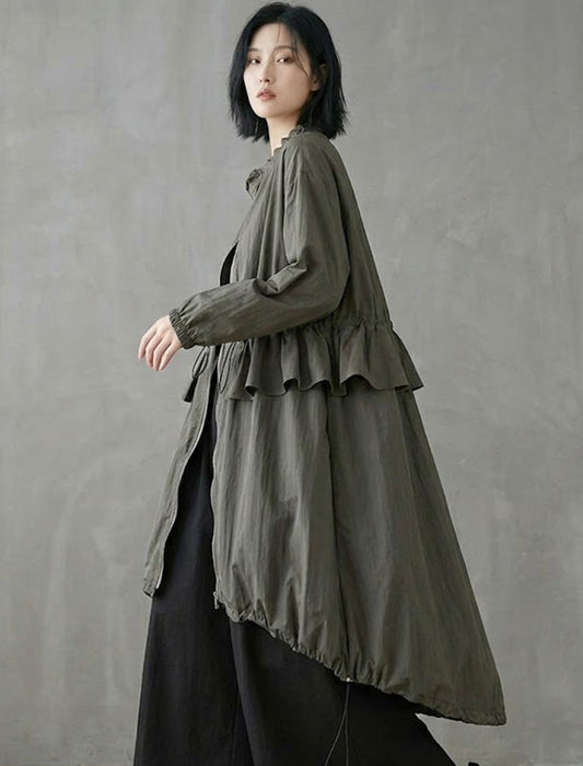 ウエストフリル ジップアップ ロングライトコート