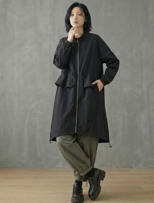 ウエストフリル ジップアップ ロングライトコート