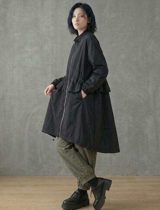 ウエストフリル ジップアップ ロングライトコート