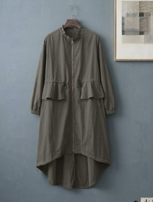 ウエストフリル ジップアップ ロングライトコート