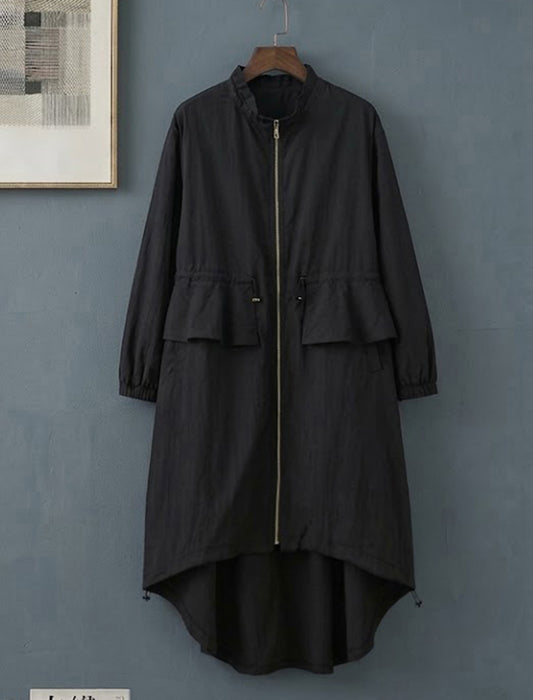 ウエストフリル ジップアップ ロングライトコート