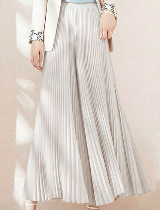 極細ランダムプリーツ フレアワイドパンツ（スカーチョ）