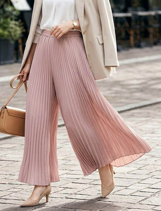 極細ランダムプリーツ フレアワイドパンツ（スカーチョ）