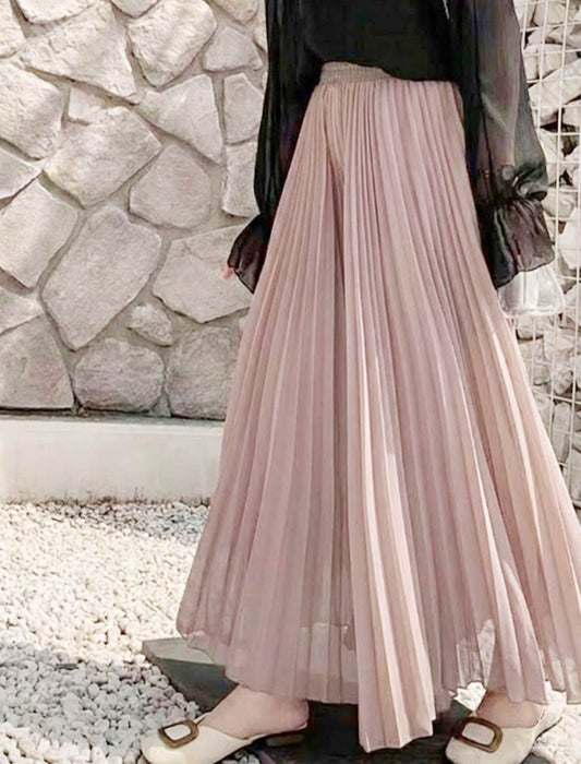 極細ランダムプリーツ フレアワイドパンツ（スカーチョ）