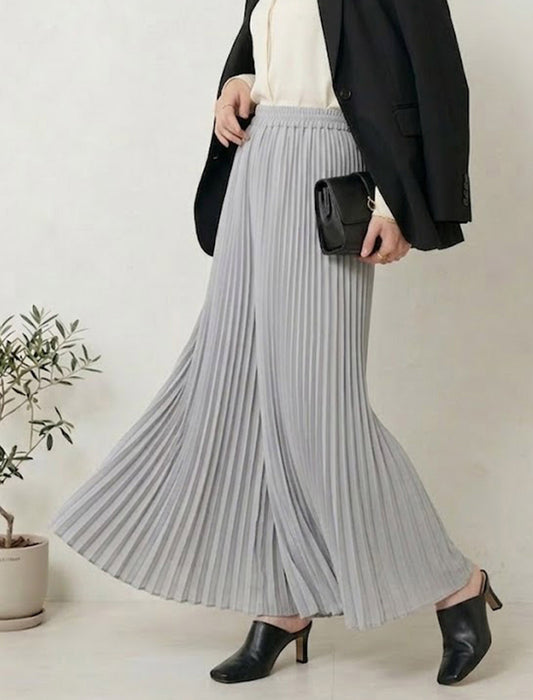 極細ランダムプリーツ フレアワイドパンツ（スカーチョ）