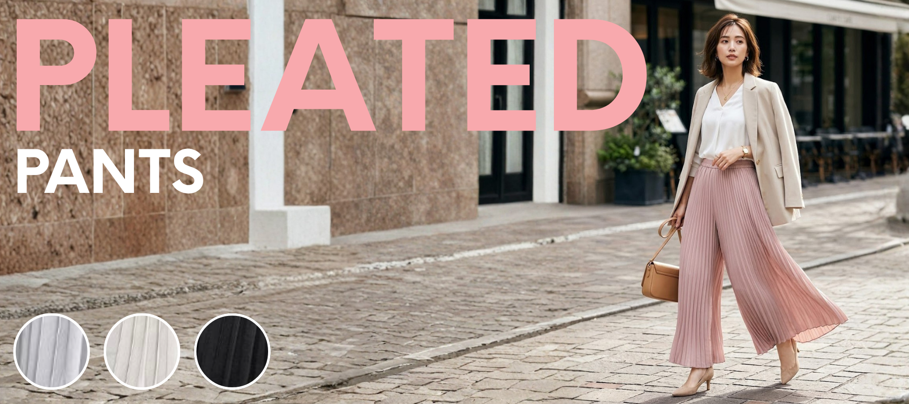 極細ランダムプリーツ フレアワイドパンツ（スカーチョ）