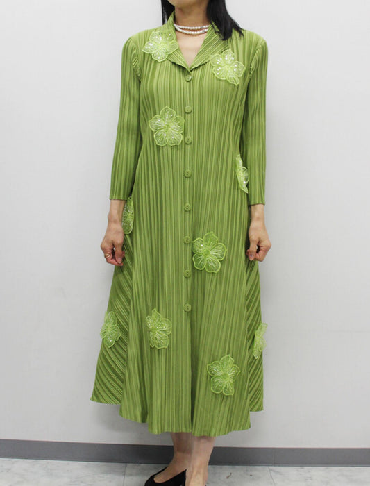 ゆったりプリーツコートワンピース