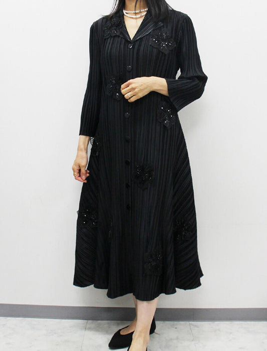 ゆったりプリーツコートワンピース