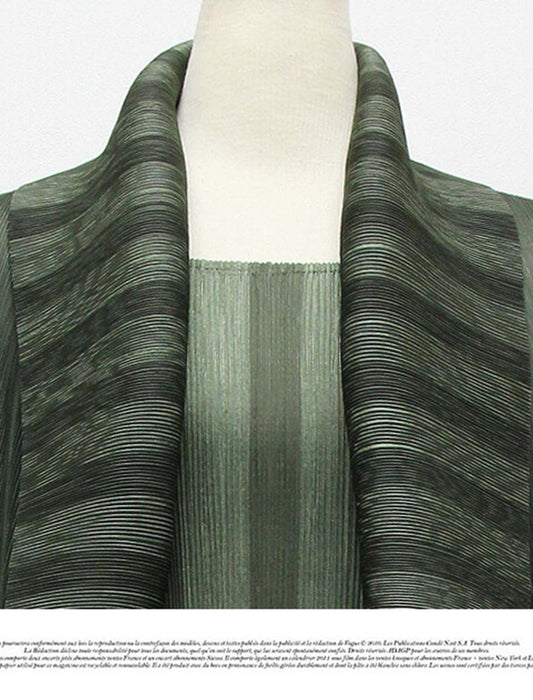 ストライプ柄入り重ね着風プリーツワンピース