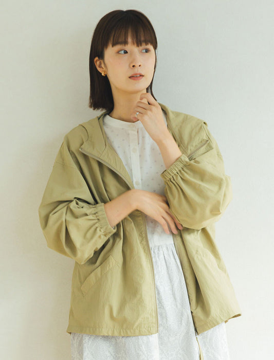 撥水＆持ち運びOK！ ボリューム袖ポケッタブルマウンテンパーカー