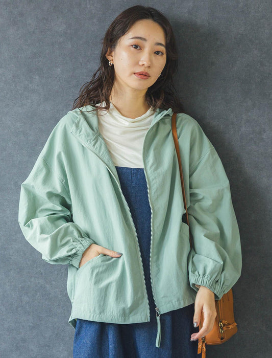 撥水＆持ち運びOK！ ボリューム袖ポケッタブルマウンテンパーカー